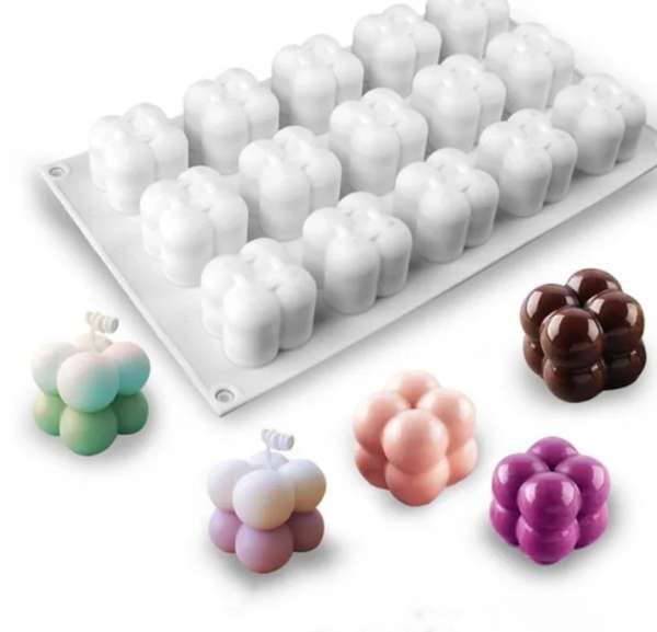 Jabón y/o vela 3d figura cubo con bolas chico 15 cavidades
